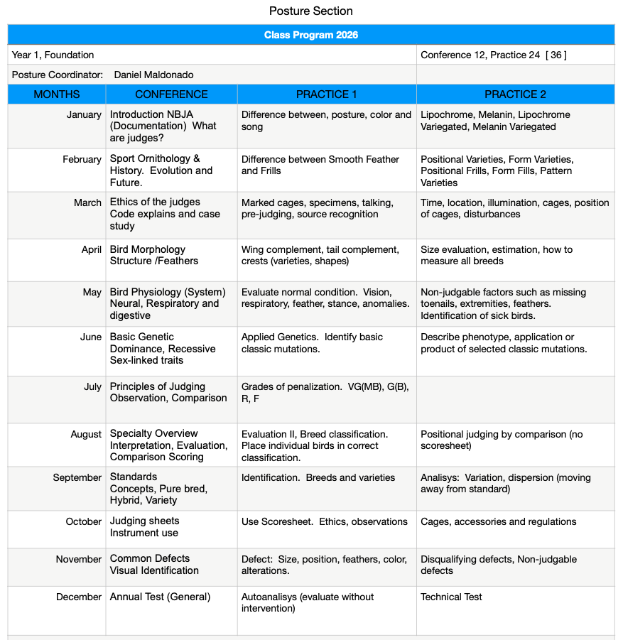 Posture - Class Schedule